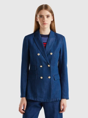 Benetton, Double-breasted Denim Blazer, size , Blue, Women United Colors of Benetton