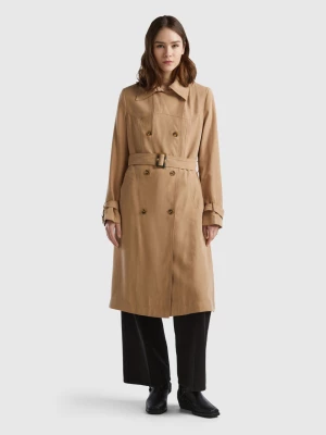 Benetton, Double-breasted Midi Trench Coat, size L, Camel, Women United Colors of Benetton