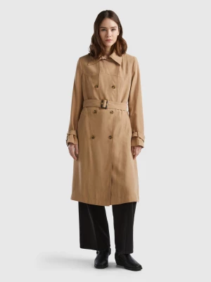 Benetton, Double-breasted Midi Trench Coat, size XL, Camel, Women United Colors of Benetton