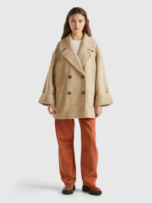 Benetton, Double-breasted Oversized Coat, size M, Beige, Women United Colors of Benetton