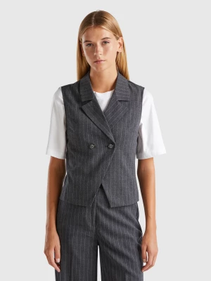 Benetton, Double-breasted Pinstripe Vest, size , Gray, Women United Colors of Benetton