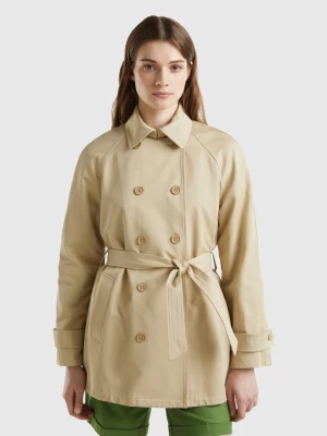 Benetton, Double-breasted Short Trench Coat, size L, Beige, Women United Colors of Benetton