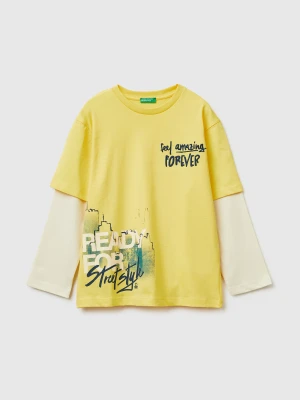 Benetton, Double-sleeved T-shirt, Size: XL, Yellow, Kids United Colors of Benetton