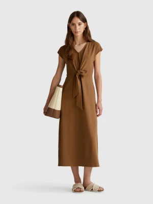 Benetton, Dress In Stretch Cotton, size XXS, Brown, Women United Colors of Benetton