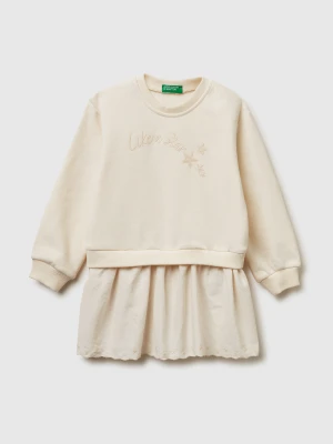 Benetton, Dress In Sweat And Corduroy, Size: 104, Creamy White, Kids United Colors of Benetton