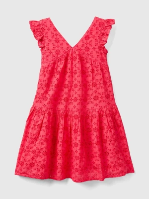 Benetton, Dress With Broderie Anglaise Embroidery, size 2XL, Fuchsia, Kids United Colors of Benetton
