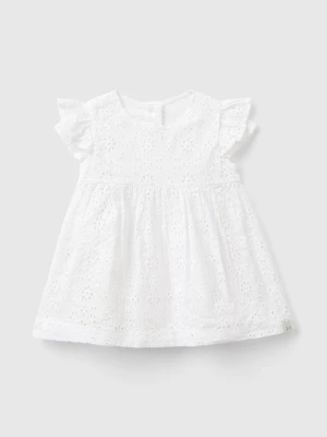 Benetton, Dress With Broderie Anglaise Embroidery, size 56, White, Kids United Colors of Benetton