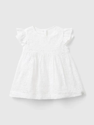 Benetton, Dress With Broderie Anglaise Embroidery, size 68, White, Kids United Colors of Benetton