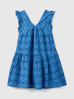 Benetton, Dress With Broderie Anglaise Embroidery, size XL, Blue, Kids United Colors of Benetton