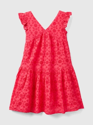 Benetton, Dress With Broderie Anglaise Embroidery, size XL, Fuchsia, Kids United Colors of Benetton