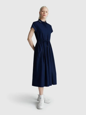 Benetton, Dress With Collar, size XXS, Dark Blue, Women United Colors of Benetton