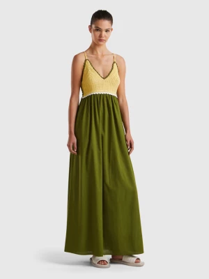 Benetton, Dress With Crochet Top, size XXS, Green, Women United Colors of Benetton