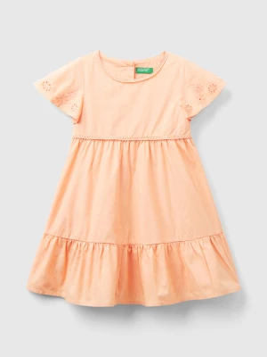 Benetton, Dress With Embroidery And Frill, size 104, Peach, Kids United Colors of Benetton