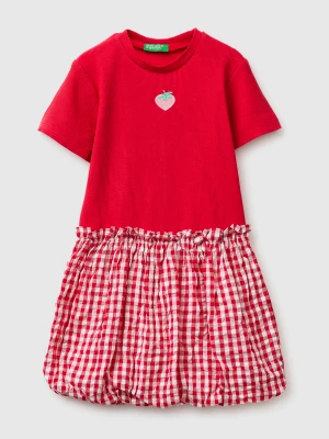 Benetton, Dress With Gingham Skirt, Size: 116, Red, Kids United Colors of Benetton