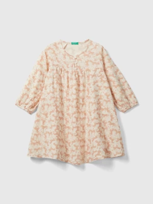 Benetton, Dress With Horse Print, size L, Soft Pink, Kids United Colors of Benetton