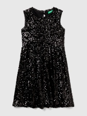 Benetton, Dress With Sequins, size XL, Black, Kids United Colors of Benetton