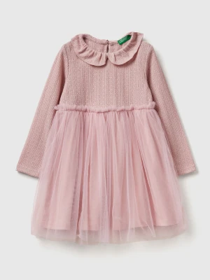 Benetton, Dress With Tulle Collar, Size: 90, Lilac, Kids United Colors of Benetton