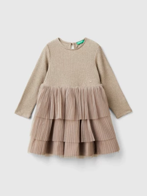 Benetton, Dress With Tulle Skirt, size 104, Dove Gray, Kids United Colors of Benetton