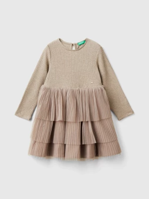 Benetton, Dress With Tulle Skirt, size 110, Dove Gray, Kids United Colors of Benetton