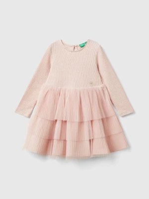 Benetton, Dress With Tulle Skirt, size 90, Soft Pink, Kids United Colors of Benetton