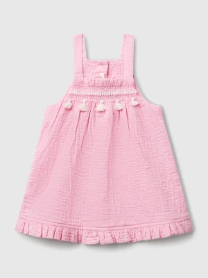 Benetton, Dungaree Dress With Tassels, size 82, Pink, Kids United Colors of Benetton