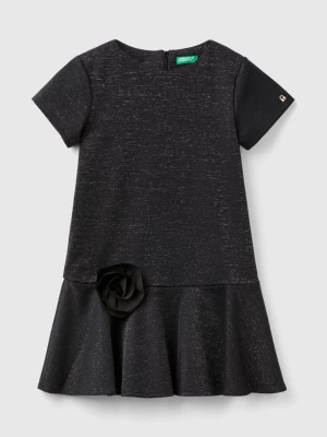 Benetton, Elegant Dress With Lurex, size S, Black, Kids United Colors of Benetton