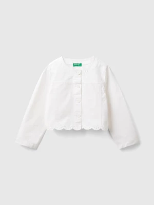 Benetton, Elegant Jacket With Embroidery, size 104, White, Kids United Colors of Benetton