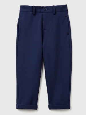 Benetton, Elegant Trousers In Viscose Blend, size 116, Dark Blue, Kids United Colors of Benetton