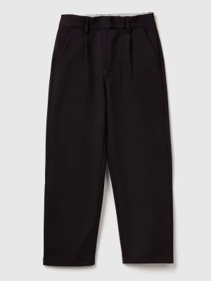 Benetton, Elegant Trousers In Viscose Blend, Size: XL, Black, Kids United Colors of Benetton
