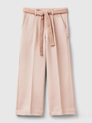 Benetton, Elegant Trousers With Sash, size 2XL, Soft Pink, Kids United Colors of Benetton