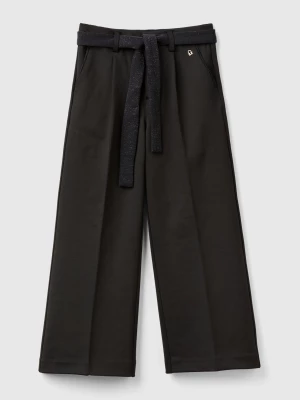 Benetton, Elegant Trousers With Sash, size S, Black, Kids United Colors of Benetton