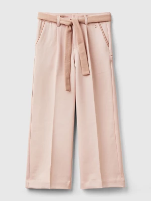 Benetton, Elegant Trousers With Sash, size S, Soft Pink, Kids United Colors of Benetton