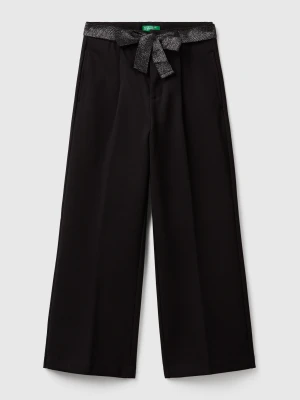 Benetton, Elegant Trousers With Sash, Size: XL, Black, Kids United Colors of Benetton