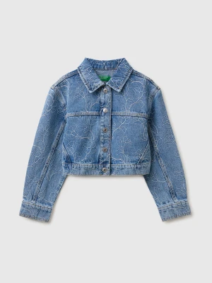 Benetton, Embroidered Denim Crop Jacket, Size: XL, Blue, Kids United Colors of Benetton