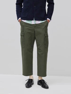 Benetton, Faded Cotton Cargo Trousers, Size: 54, Military Green, Men United Colors of Benetton