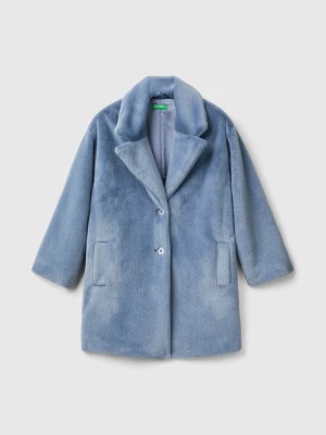 Benetton, Faux Fur Coat, size 2XL, Air Force Blue, Kids United Colors of Benetton