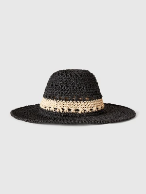 Benetton, Fisherman's Style Hat In Straw Look, size OS, Black, Women United Colors of Benetton