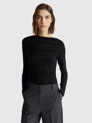 Benetton, Fitted Boat Neck T-shirt, Size: XXS, Black, Women United Colors of Benetton