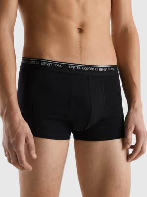 Benetton, Fitted Boxers In Organic Cotton, size L, Black, Men United Colors of Benetton