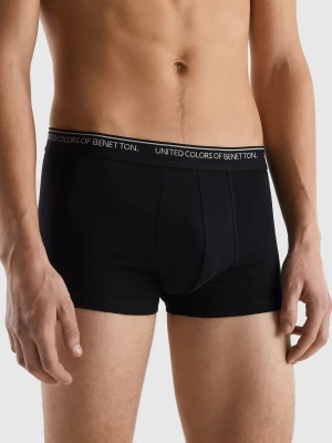 Benetton, Fitted Boxers In Organic Cotton, size L, Black, Men United Colors of Benetton