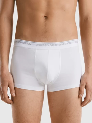 Benetton, Fitted Boxers In Organic Cotton, size L, White, Men United Colors of Benetton