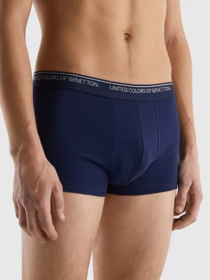 Benetton, Fitted Boxers In Organic Cotton, size M, Dark Blue, Men United Colors of Benetton