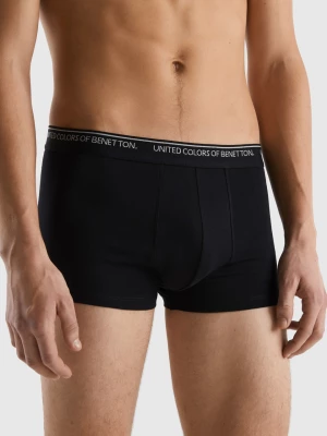 Benetton, Fitted Boxers In Organic Cotton, size S, Black, Men United Colors of Benetton