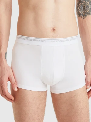 Benetton, Fitted Boxers In Organic Cotton, size XL, White, Men United Colors of Benetton