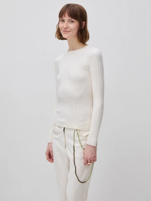 Benetton, Fitted Ribbed Sweater, Size: XS, Creamy White, Women United Colors of Benetton