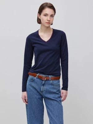 Benetton, Fitted V-neck T-shirt, Size: XS, Dark Blue, Women United Colors of Benetton