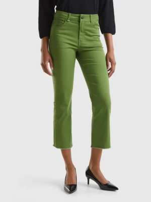 Benetton, Five-pocket Cropped Trousers, size 27, Military Green, Women United Colors of Benetton
