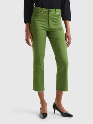 Benetton, Five-pocket Cropped Trousers, size 30, Military Green, Women United Colors of Benetton