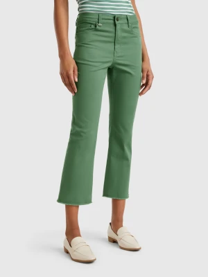 Benetton, Five Pocket Cropped Trousers, size 34, Green, Women United Colors of Benetton