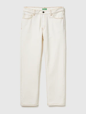 Benetton, Five-pocket Regular Fit Trousers, Size: 38, Creamy White, Men United Colors of Benetton